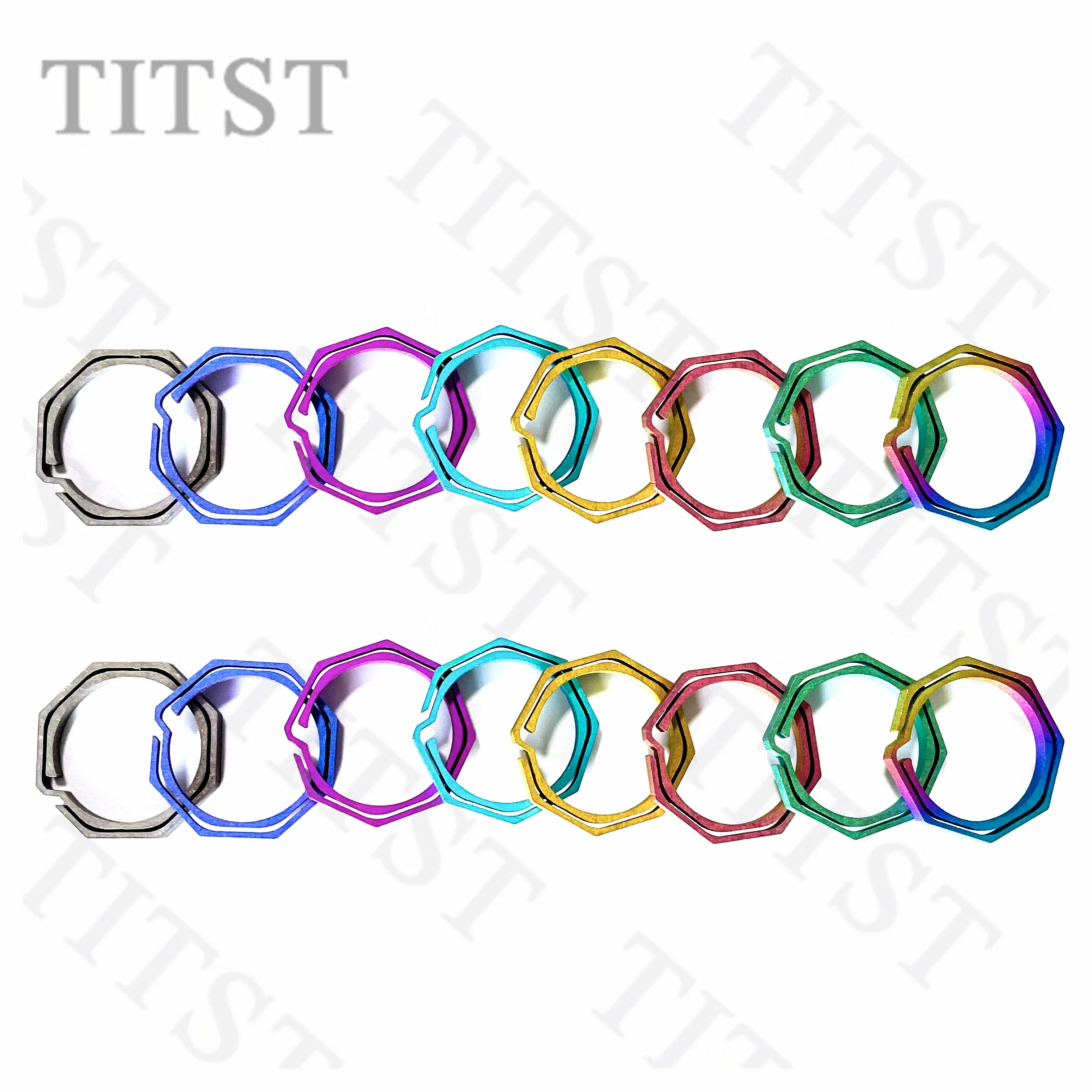 TITST  Titanium Alloy Key Rings Keychains Square Octagon Pendant Buckle Man Car Keychain for Male Creativity Gift