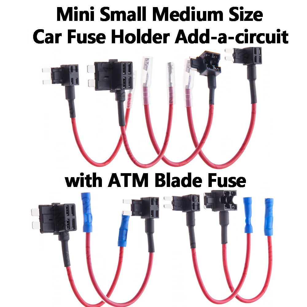 1PCS 12V Mini Small Medium Size Car Fuse Holder Add-a-circuit TAP Adapter with ATM Blade Fuse Micro Mini M2