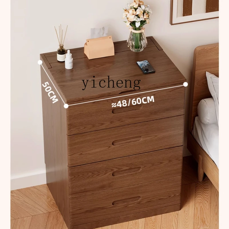 Zc Solid Wood Dressing Table Small Bedroom Modern Simple Mini Flip Makeup Table Bedside Chest of Drawers