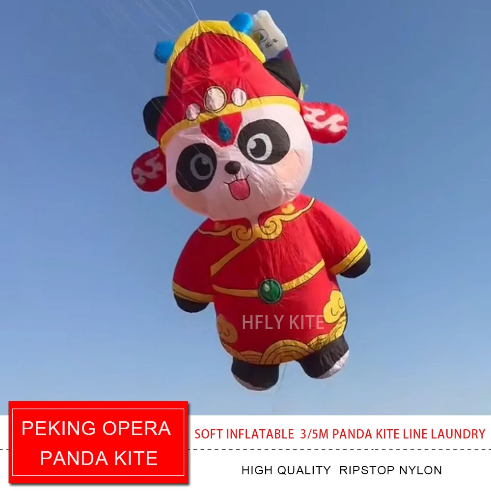 HFLY Nuovo Arrivo Morbido Gonfiabile 3.5m/5m Cartoon Panda Aquilone Linea Lavanderia per Adulti di Alta Qualità 40D Nylon Mostra Aquilone pendente