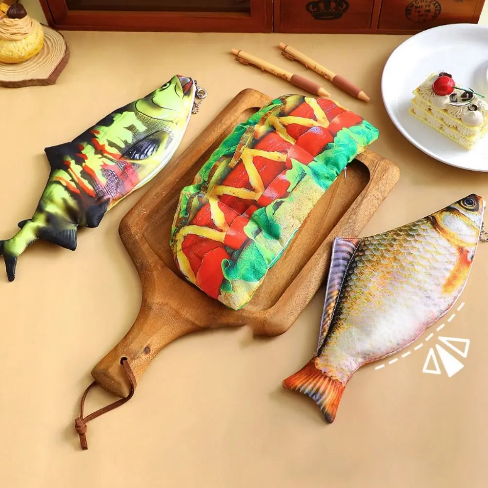 Portable Multi-functional Pencil Case Large Capacity Funny Simulation Fish Stationery Organizer Stationery Storage Pouch Gift