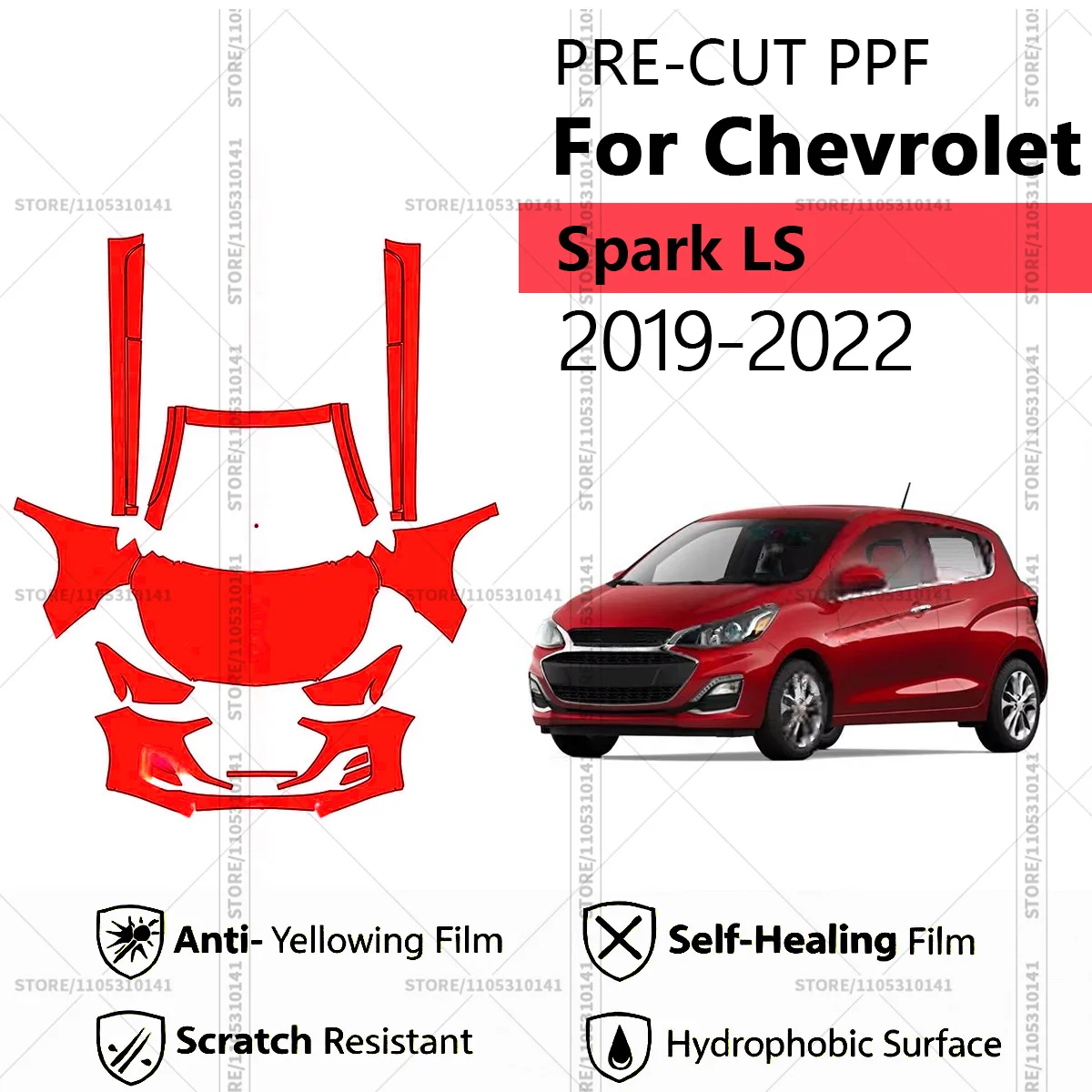 For Chevrolet Spark LS 2019-2022 Pre-Cut Paint Protection Film PPF Transparent Car Film Automotive PPF Front Kit - Rockers