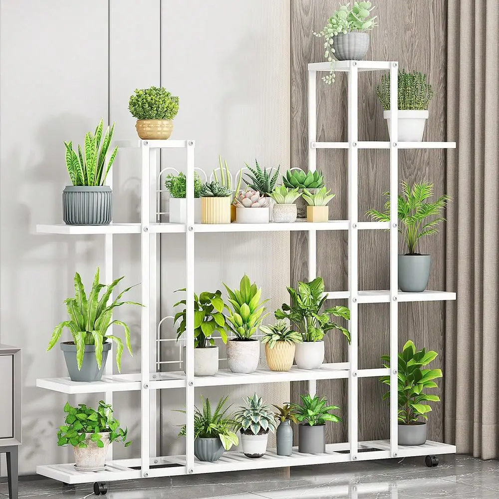 Plant Stand Indoor Outdoor, Ladder Plant Holder, Metal Plant Rack For Multiple Plants, Flower Display Stand For Living Room Pat