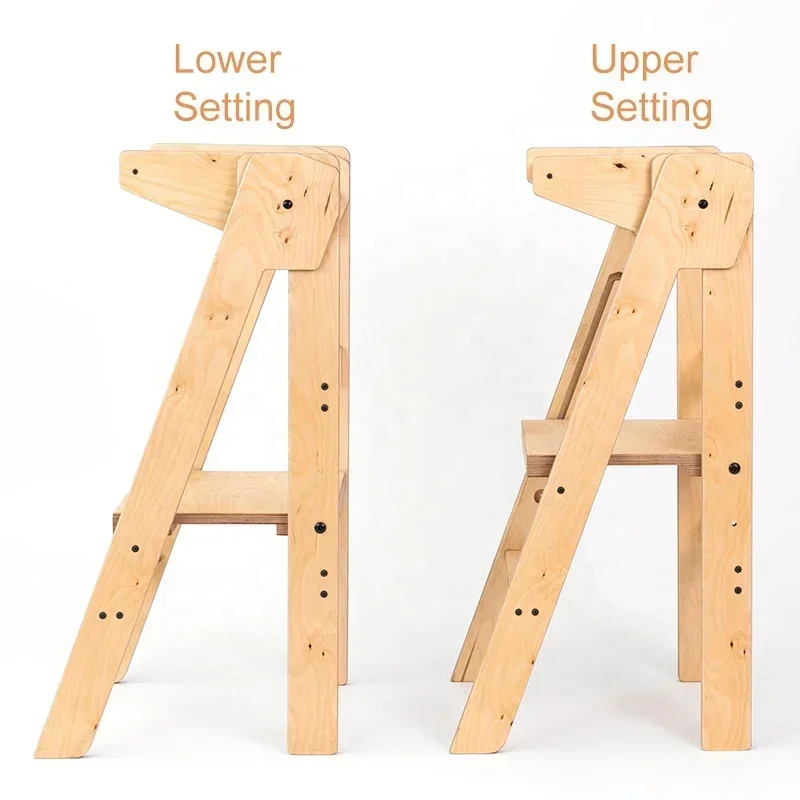 Learning Toddler Tower Kitchen Wooden Helper with Adjustable Heights Platform Kids Kitchen Step Stool