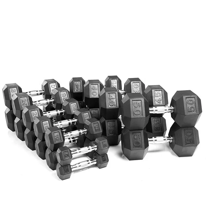 Rubber Round Dumbbell Exercise 5kg 7.5kg 10kg Dumbbells Home Gym Hex Dumbbell Set