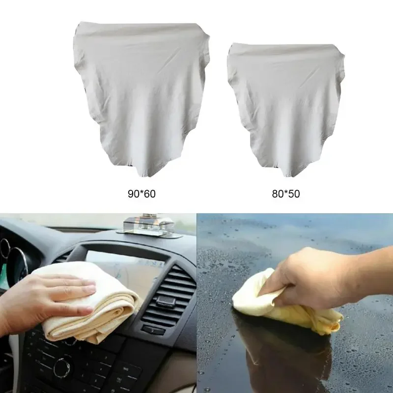 Pure Natural Chamois Leather Car Washing Towels 90*60cm/80*60cm Car Wash Cleaning Towel Irregular Quick Dry Absorbent Cloth