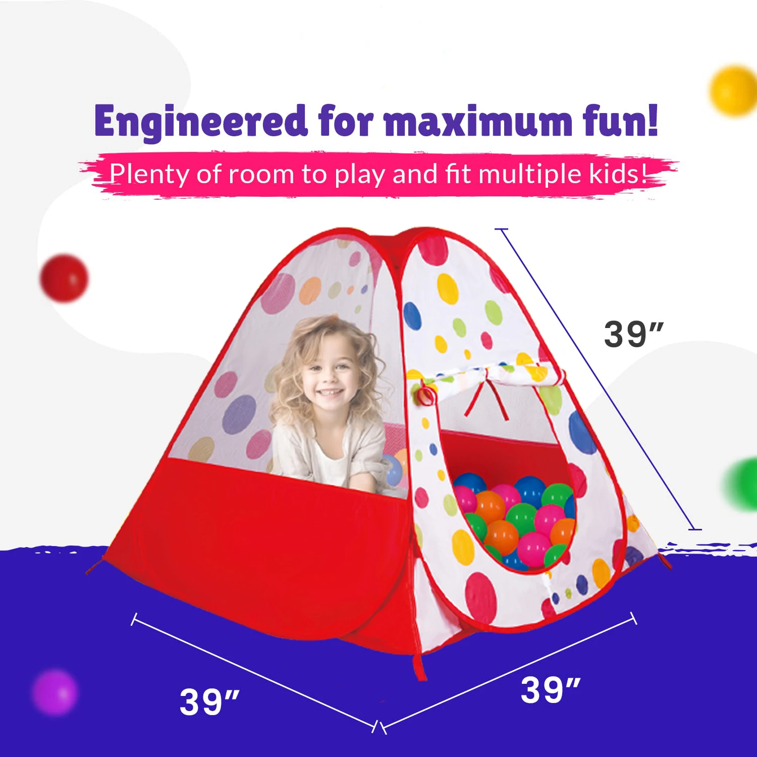 Tente de jeu Pop-up Ball Pit pour enfants, tente Playhouse pour garçons filles bébés et tout-petits, jouet intérieur extérieur, 100 balles Ik Incluse