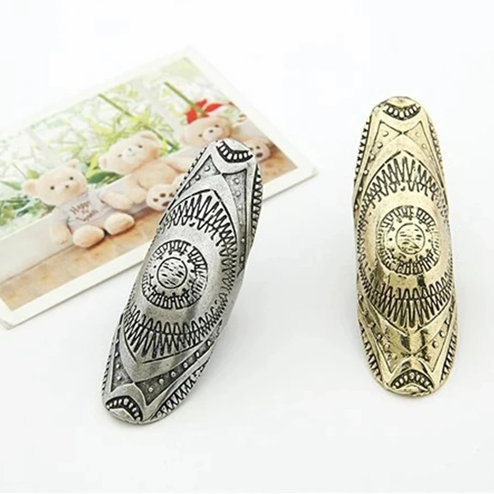 Bohemian Ethnic Ring Retro Style Punk Traditional Personality Carved Shield Joint Ring Statement Jewelry Fresh Accessories