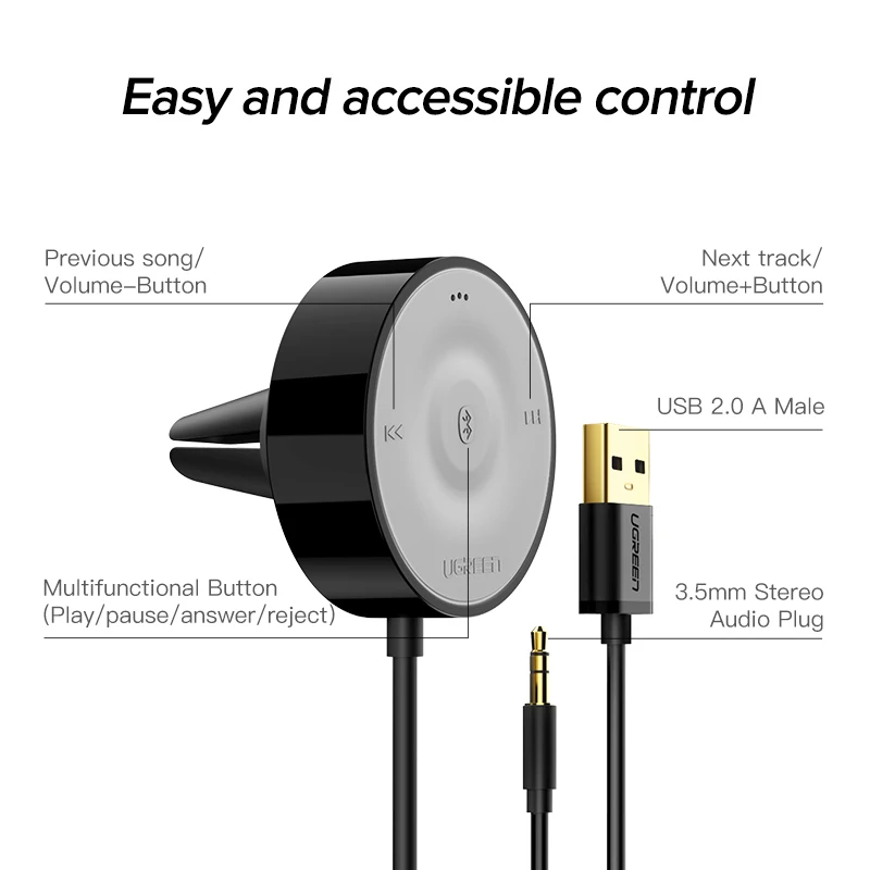 Ugreen Bluetooth 5.0 Car Kit Ontvanger Aptx Ll Draadloze 3.5 Aux Adapter Voor Auto Luidspreker Usb Bluetooth 3.5Mm Jack audio Ontvanger