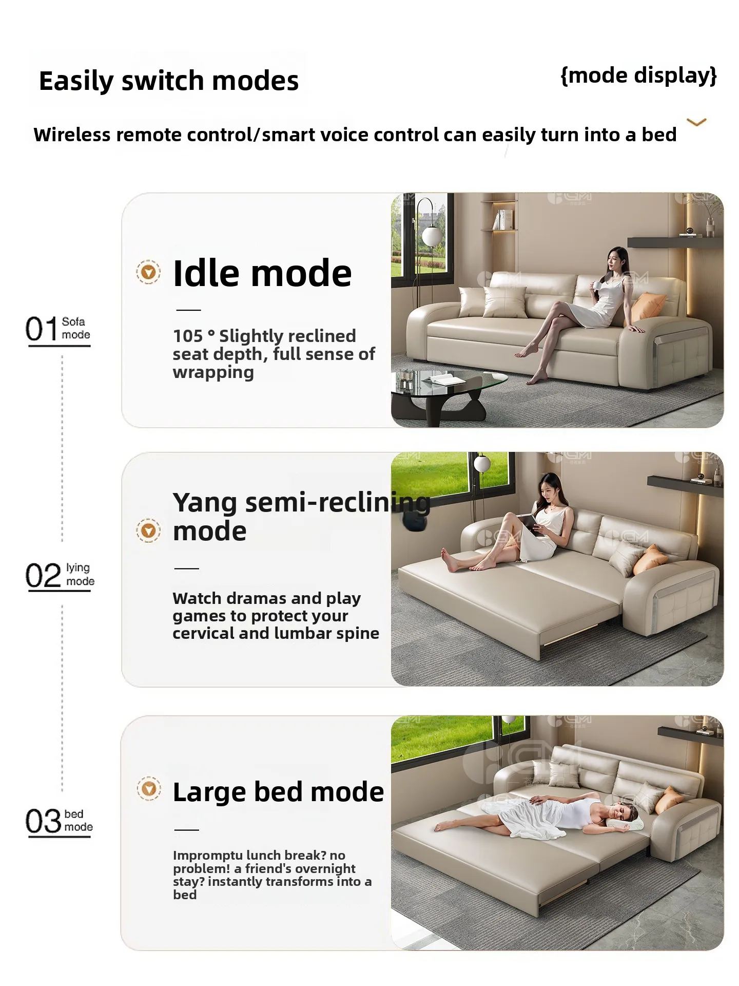 LH sofa bed modern simple small apartment living room multi-functional folding integrated dual-use