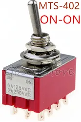 MTS-402 Red AC 250V 2A 125V 5A 12Pins 2Position 4PDT ON/ON Switch Mayitr Electrical Supplies Durable Mini MTS402 Toggle Switch