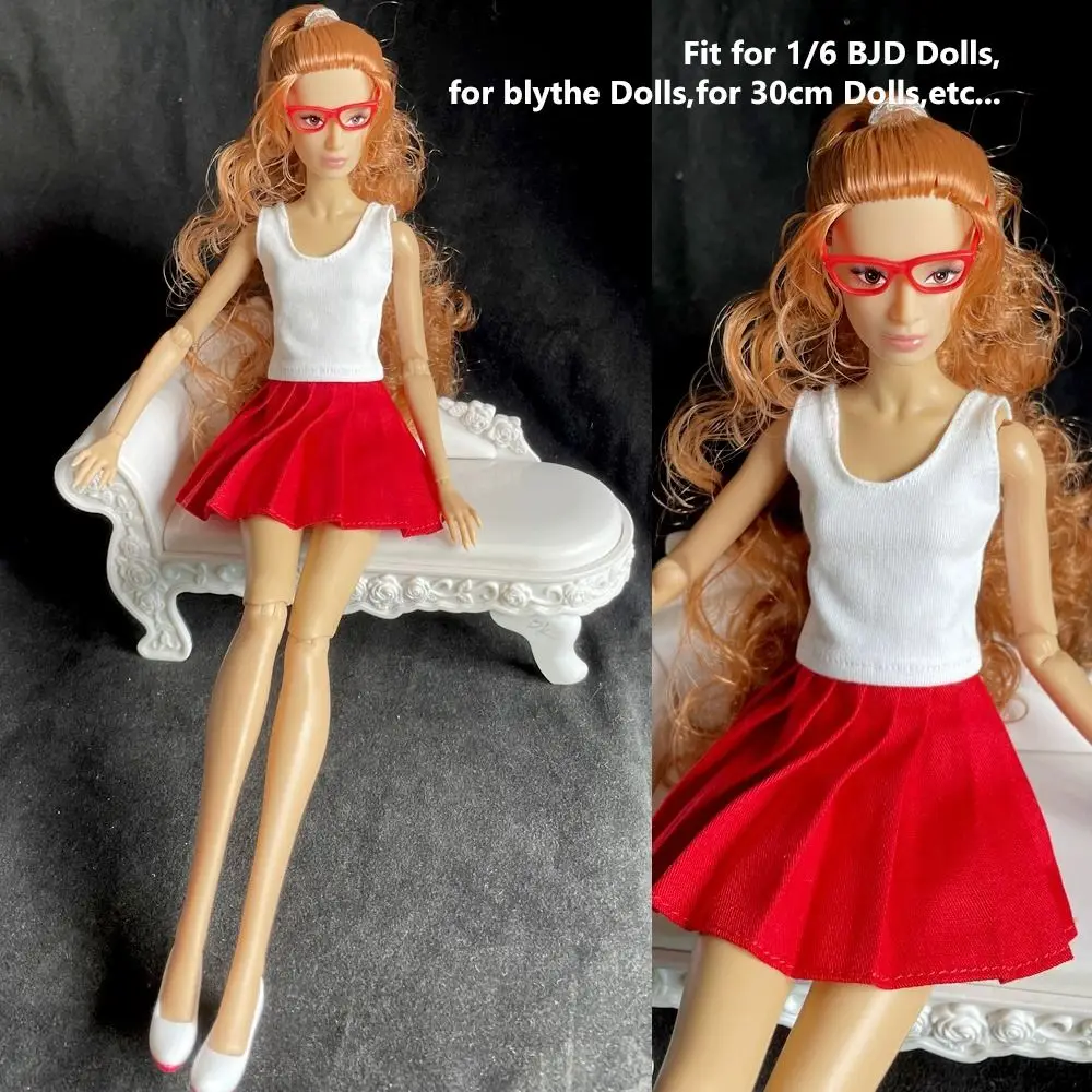 Gedrukte poppen Zomeroutfit Aankleden DIY Accessoires Sexy Leuke Kleding Meisje Speelgoed T-shirt Plooirok voor 1/6 BJD 30 cm poppen