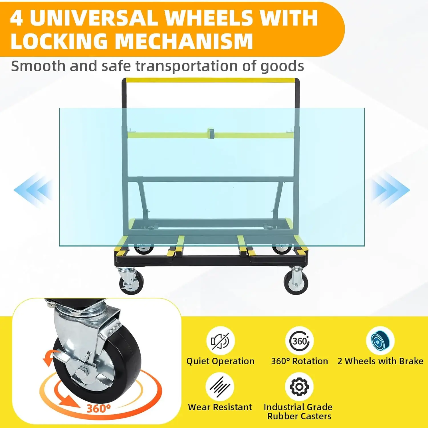 Cart Heavy Duty Folding Panel Dolly Cart 2200lbs Capacity, Drywall Dolly Handling Wall Panel Lumber Sheetrock Glass Windows