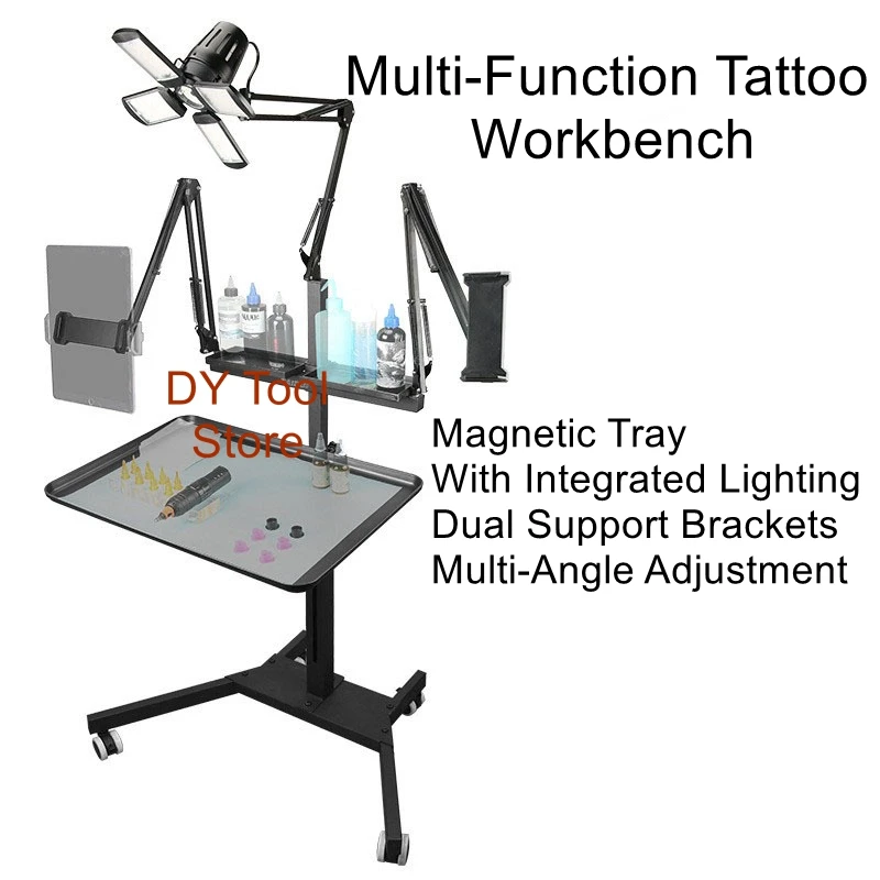 Multifunctional Tattoo Workbench Folding Four Leaf Light Mobile High Brightness Tattoo Color Bracket