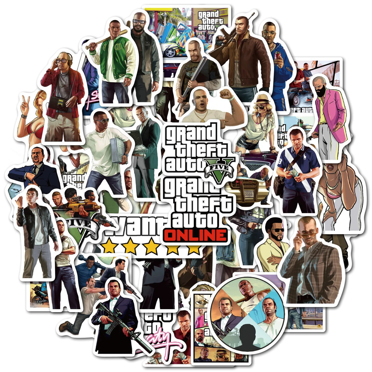 Pegatinas de juego GTA para niños, paquete de pegatinas de gran robo para nevera, portátil, motocicleta, equipaje, Maleta, teléfono, calcomanía