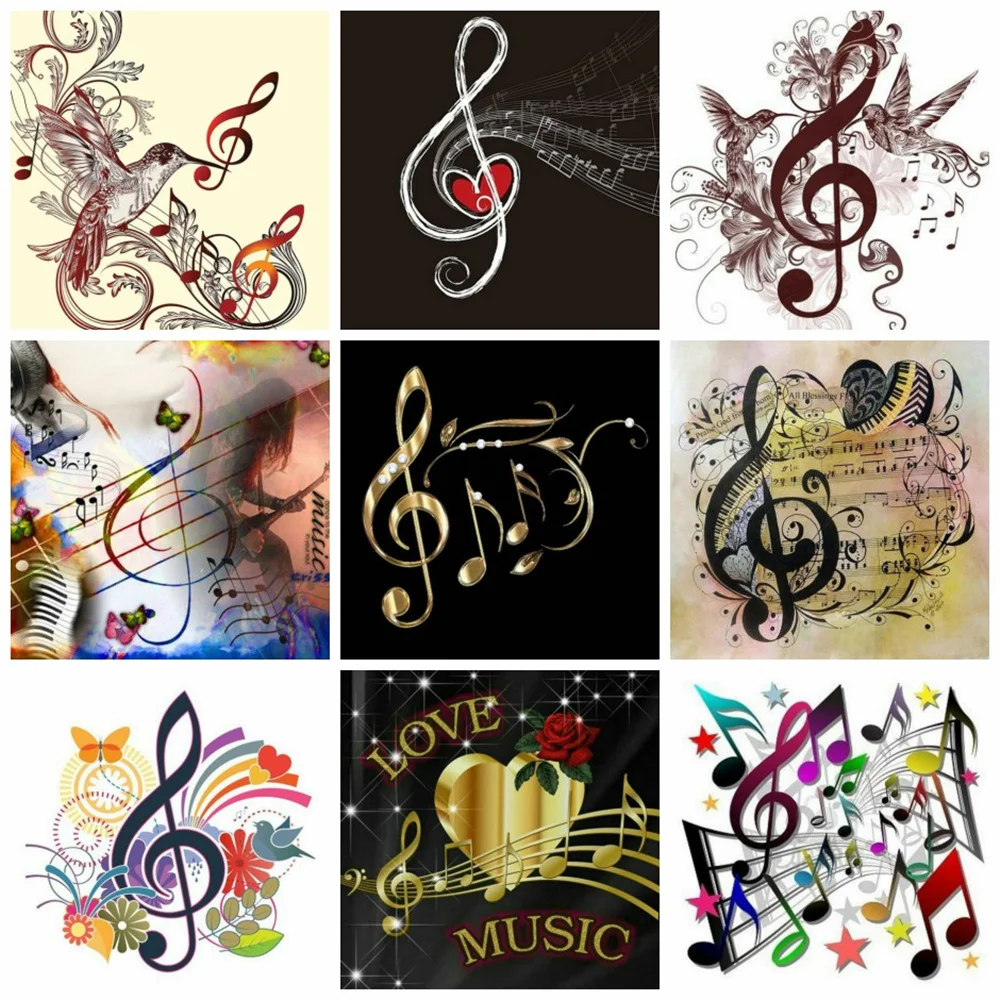 

1PC frameless Diamond Art Painting Mosaic Music Scenery Home Decor Diamond Embroidery Sheet Music Cross Stitch Wall Sticker