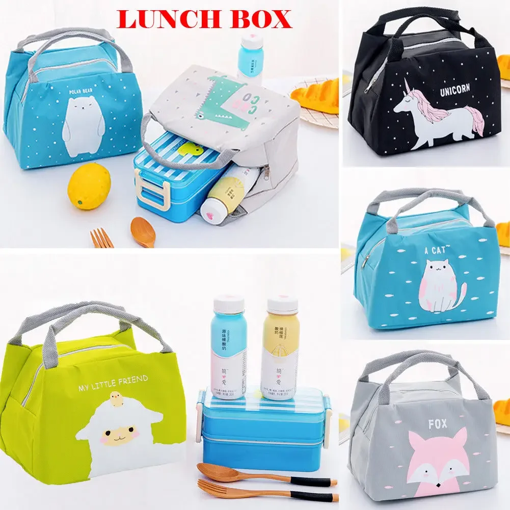 New Lunch Bag Cute Animal Pattern Portable Animal Thermal Insulated Cooler Waterproof Picnic Lunch Box Bag Lunch Bags for Women