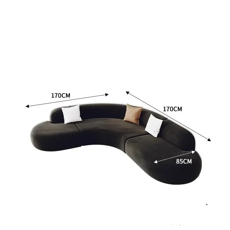 Living room minimalist curved beauty salon office rest area reception small apartment sofa