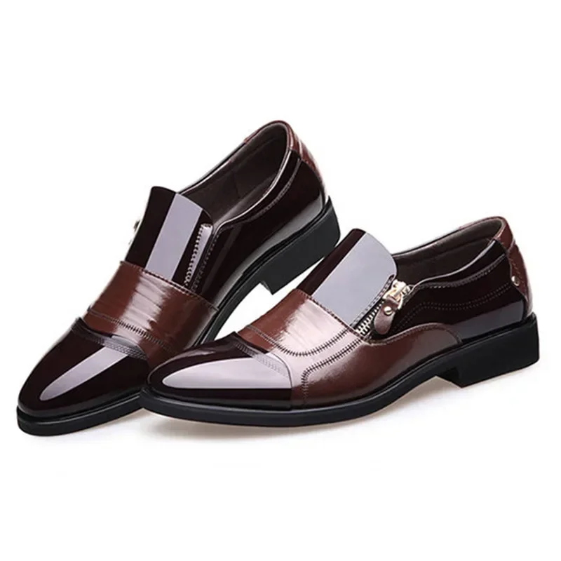 Sapato Oxford de Negócios masculino, sapato de couro macio casual, respirável, mocassins pontiagudos, com zíper flats, slip-on, sapatos de condução, novo