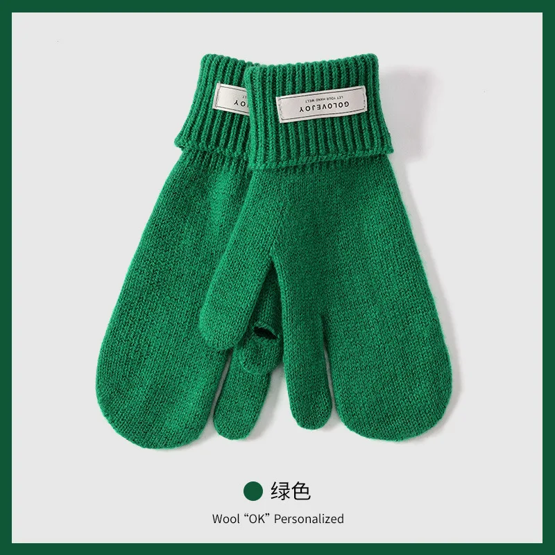 Winter Wool Knitted Knitting Wool Gloves Student Outdoor Cycling and Driving Casual All-Match Leaky Finger Touch Screen Warm Glo