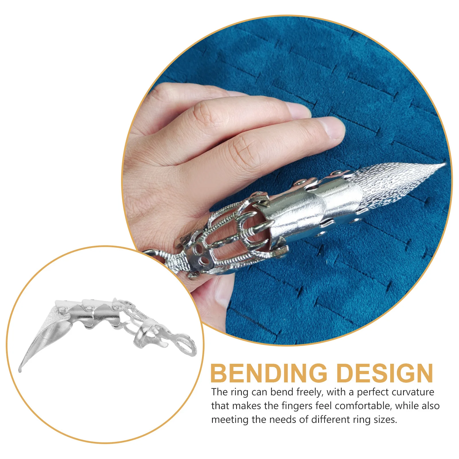 

2pcs Extra Head Ring Alloy Adjustable Joint Ring Punk Style Festival Party Gothic Jewelry Accessory Novelty