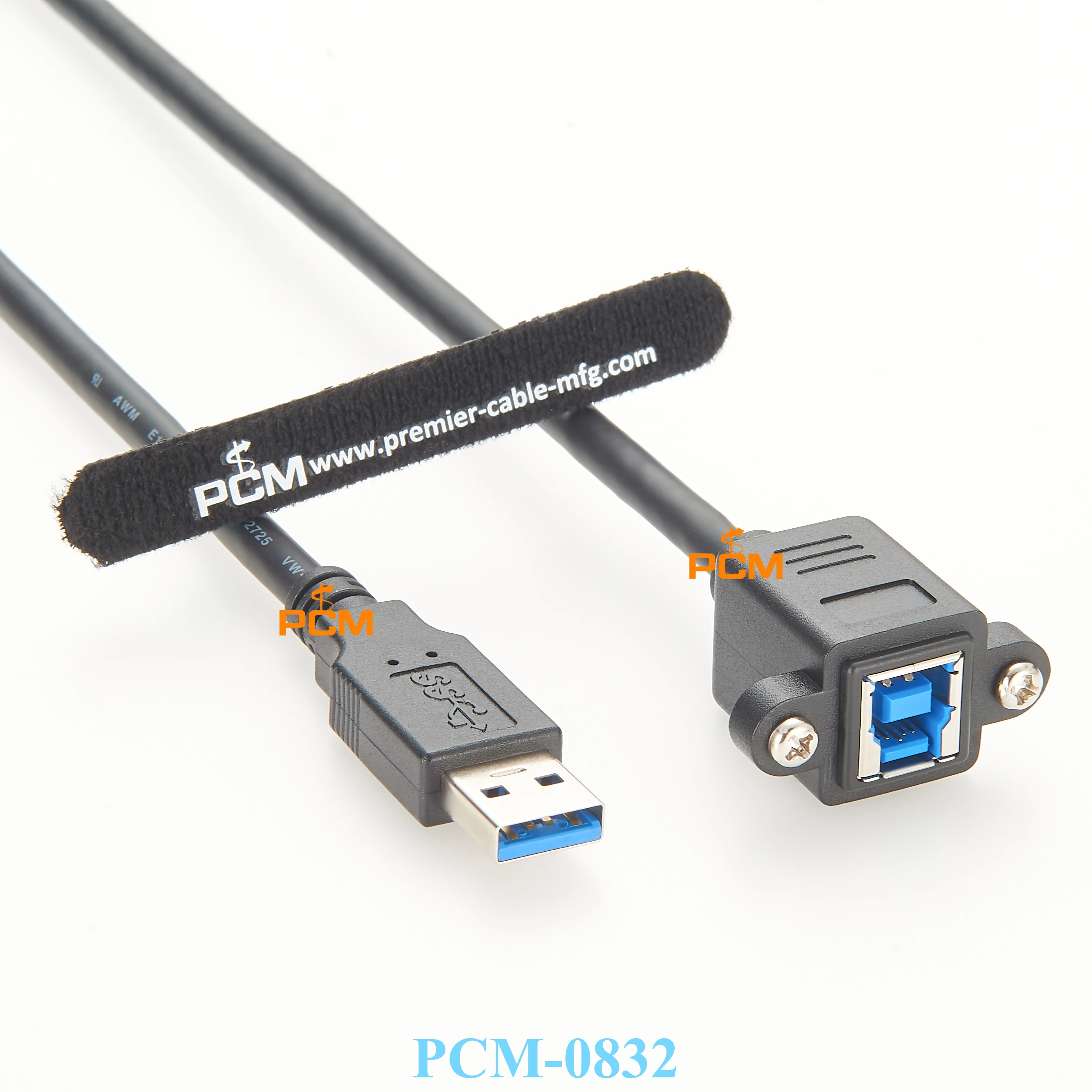 5Gbps 30cm USB A Type Male to USB3.0 Type B Female with Panel Mount Screw Holes Connector SuperSpeed Data Cable