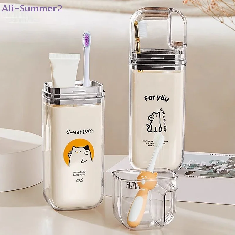 {Summer2} {Summer2} Cartoon Cute Toothbrush Cup Travel Toothbrush Holder Portable Mouthwash Cup For Business Trip Home Camping