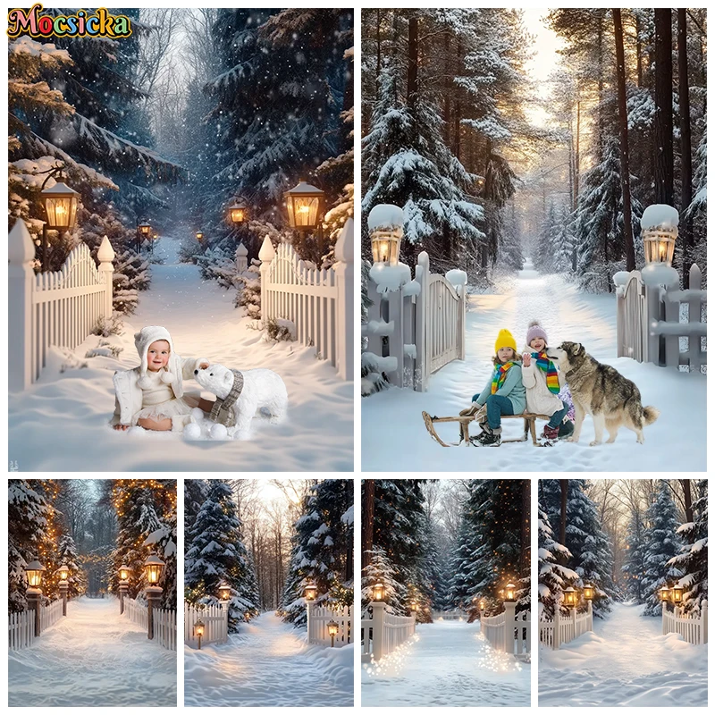 

Christmas Backdrop For Photography Winter White Snow Light Kids Baby Shooting Props Xmas Tree Background Decoration Photo Studio