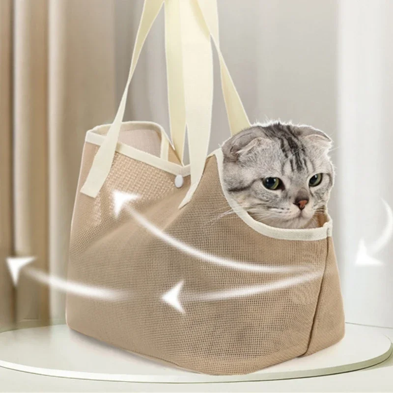 Pet Cats Carriers Bag Soft Big Capacity Handbag with Button Bag