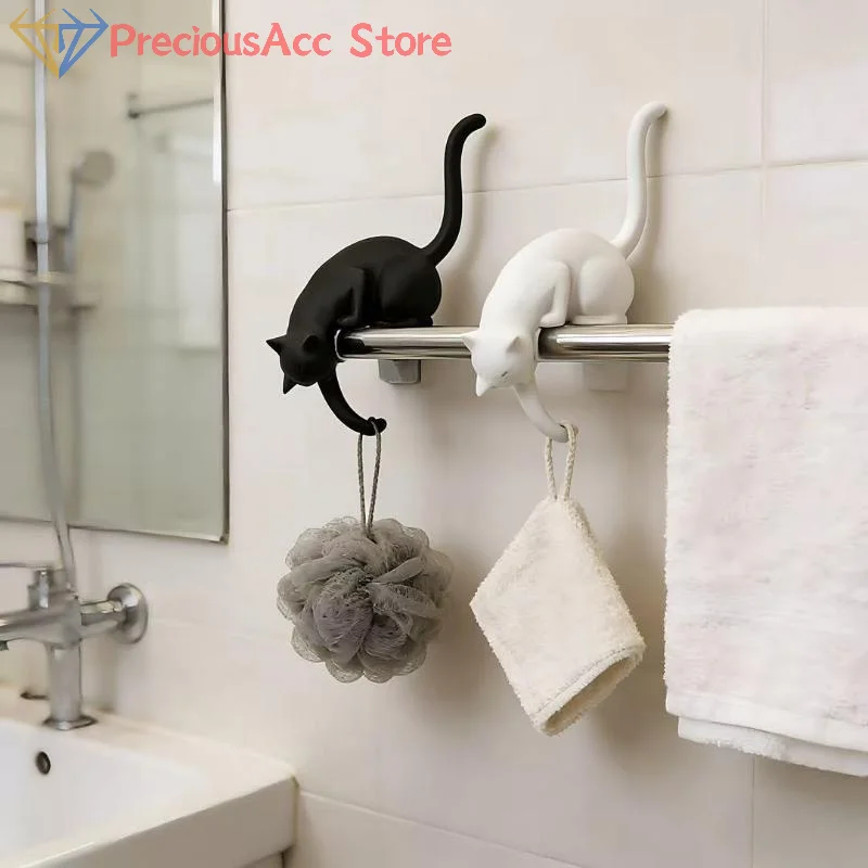 Cat Shaped Wall Hooks Decorative Key Hangers for Entryway Living Room Home Organization Bag Keys Ornament
