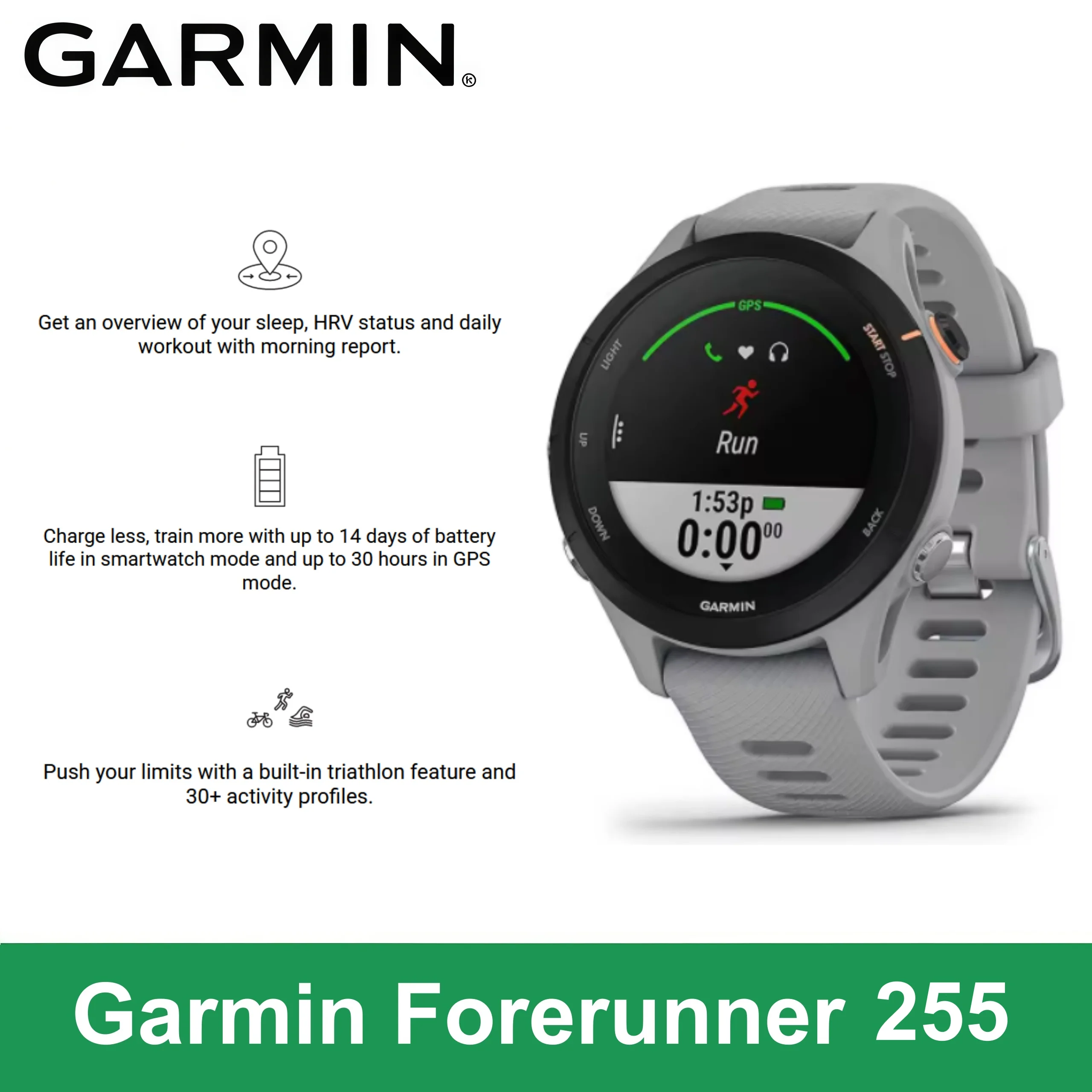 Timex Watches Smartwatch - Garmin Forerunner 255 สมาร์ทวอทช์ GPS สำหรับการวิ่ง