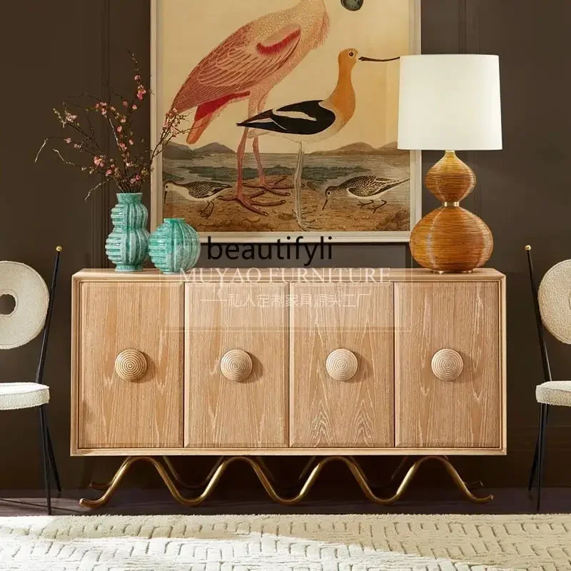 

American side cabinet log style simple entrance decorative cabinet living room locker