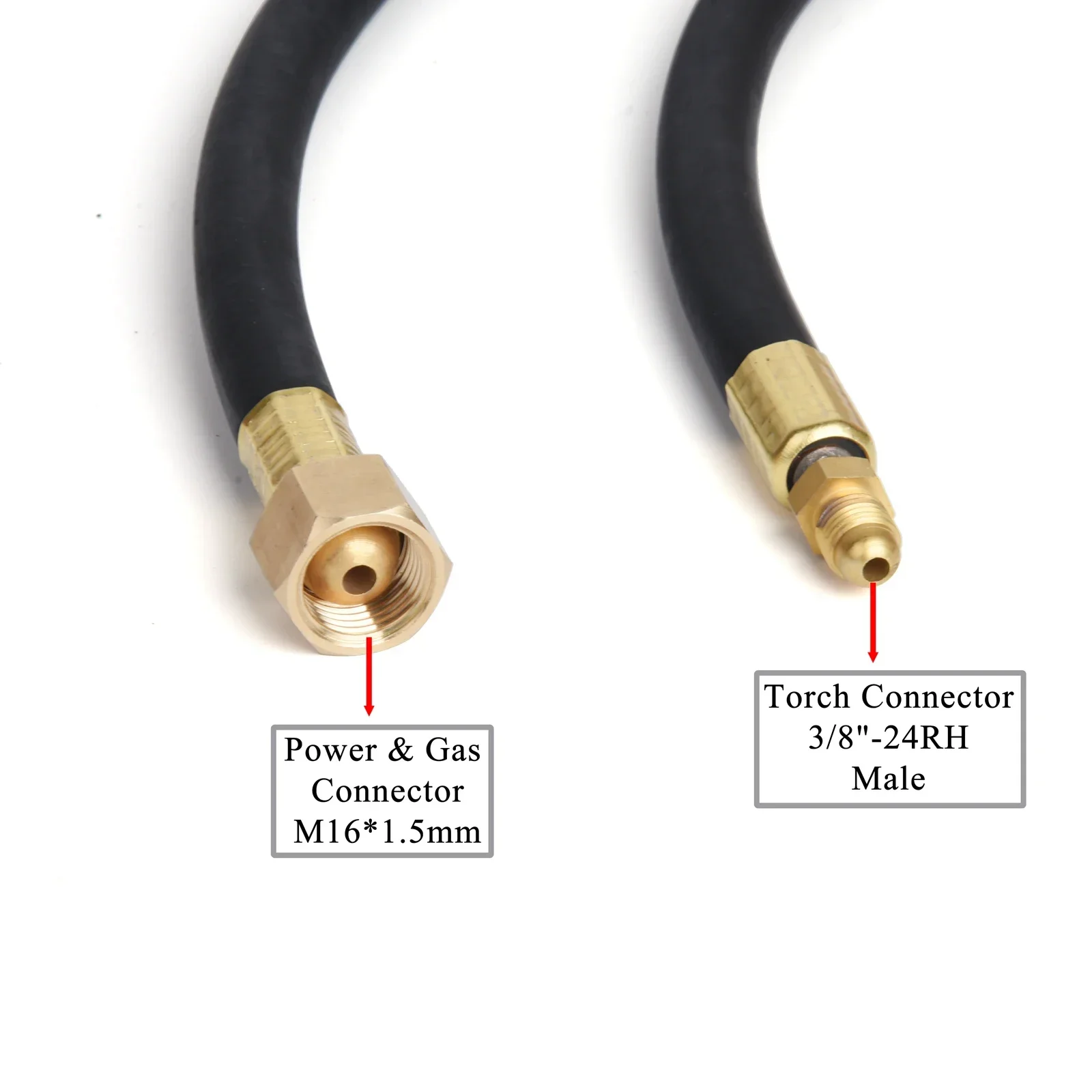 4M/13Ft WP9 WP9F WP9FV TIG Welding Torch Gas-Electric  Integrated Rubber Hose Cable w/ M16*1.5mm Gas Connector