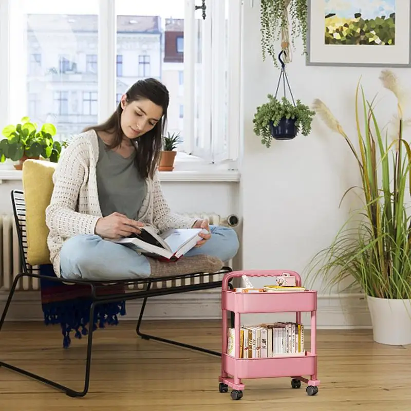 Chariot de rangement mobile pour cuisine et chambre à coucher, étagère à livres mobile, chariot de rangement roulant réutilisable