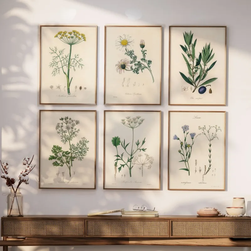 Vintage Botanical Modern Wild Flower Art Poster Canvas Painting Wall Prints Picture for Living Room Home Decor