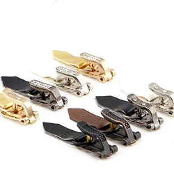 5 Pcs/Lot Metal Zinc Alloy Buttons Mink Coat Duckbill Buckles Invisible Clasp Rhinestone Decorative for Fur Coats