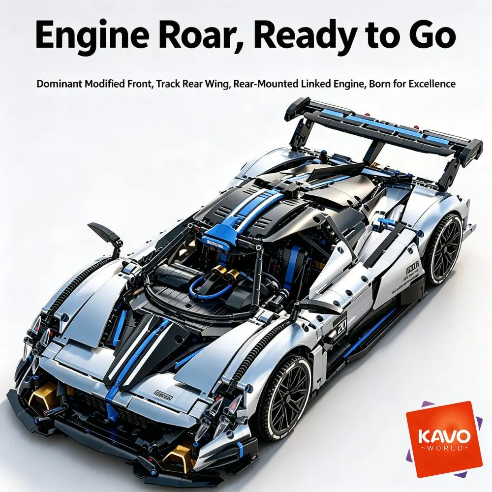 KAVOWORLD 3526-teiliges Supersportwagen-Bausatz 1:8 Maßstab Technisches Rennmodell STEM Montage-Bausteine Spielzeug Geschenk für Jugendliche