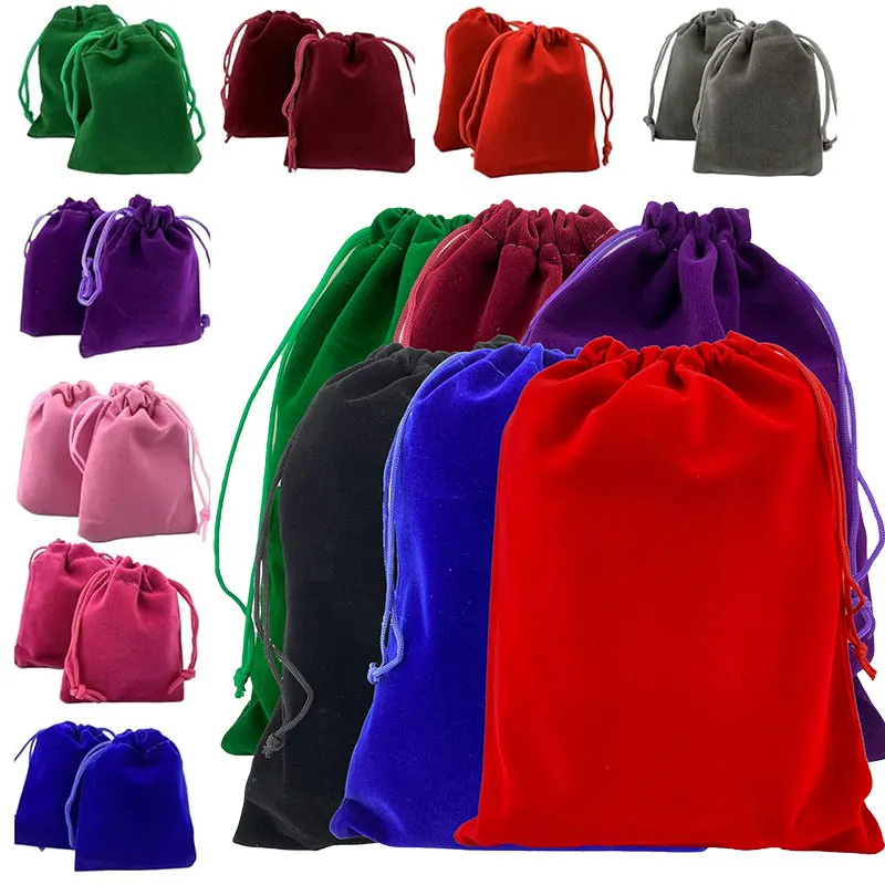 5/10 sztuk aksamitne torby ze sznurkiem tkanina torba na prezenty aksamitna torebka do przechowywania welurowe upominki na biżuterię wesele torba na cukierki 5x7-15x20cm