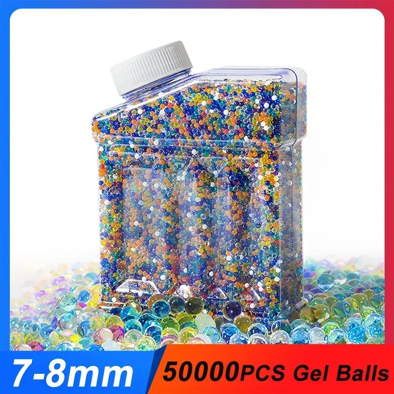 50000 Stück 7-8mm Gel kugeln Pistole Wasser perlen füllen Munition ungiftige Gel kugeln für Splatter Blaster Kinder Spielzeug wachsen Wasser nach