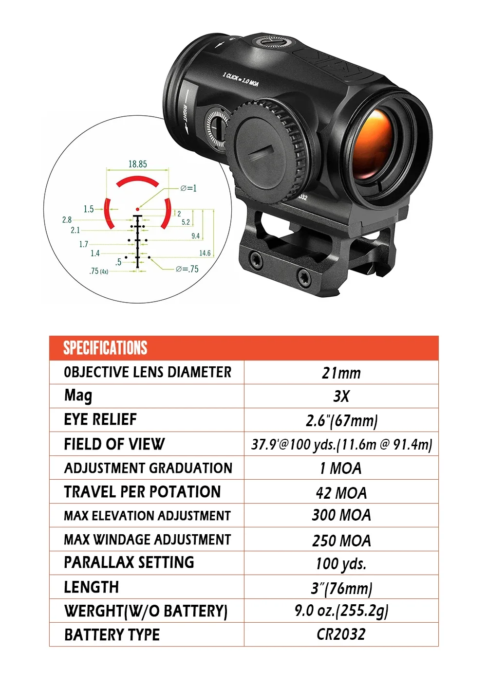 Imagem -05 - Tactical Red Dot Prism Scopes Óptica Spitfire3x hd Gen ii Âmbito Retículo Visão Reflex para Airsoft Hunting Wargam Marcação Original