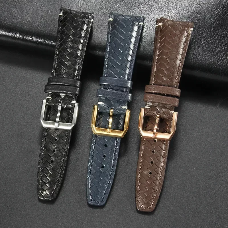 For IWC Botao Fino Portugal Solid Stainless Steel Watch-Buttom 18mm Solid Genuine Leather Watchbands Universal Needle Buckle