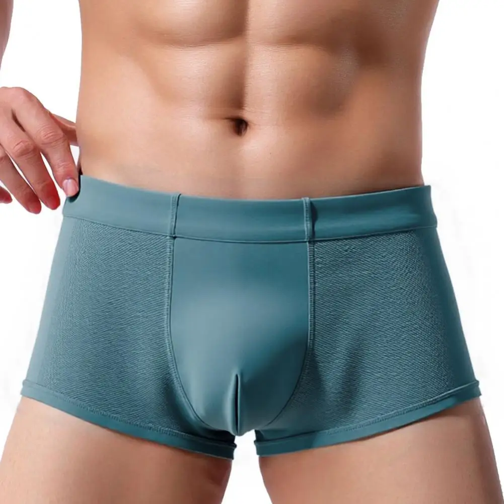 ملابس داخلية مريحة للرجال سراويل داخلية بوكسر مشروط للرجال مع تصميم شبكي مسامي وحزام خصر مطاطي للارتداء اليومي بلون سادة