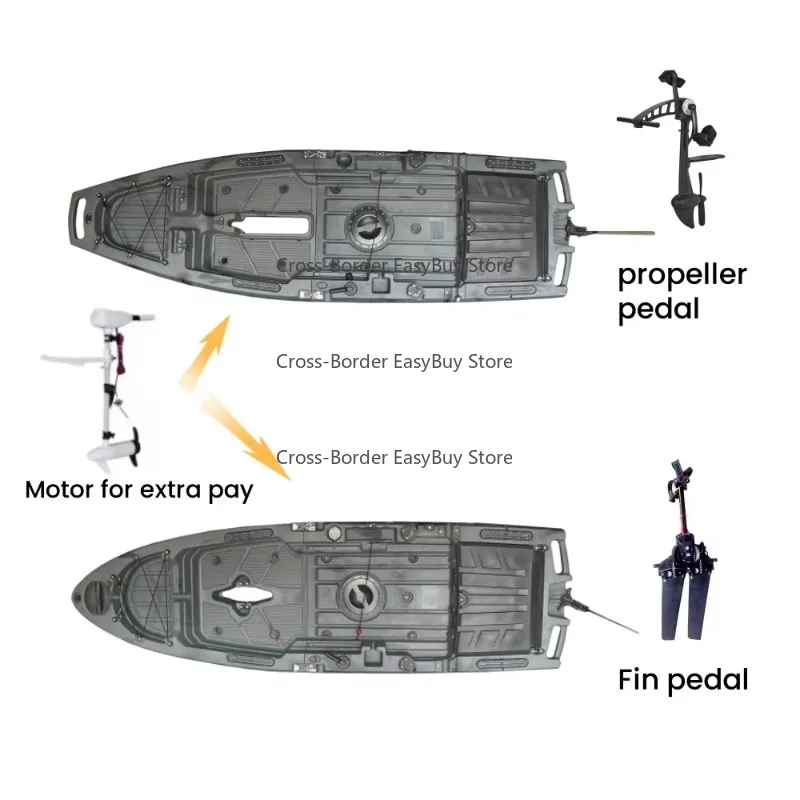 9ft Easy to Transport  Modular Pedal Drive Kayak 1 Person 2 Section Detachable Fishing Kayak with Motor
