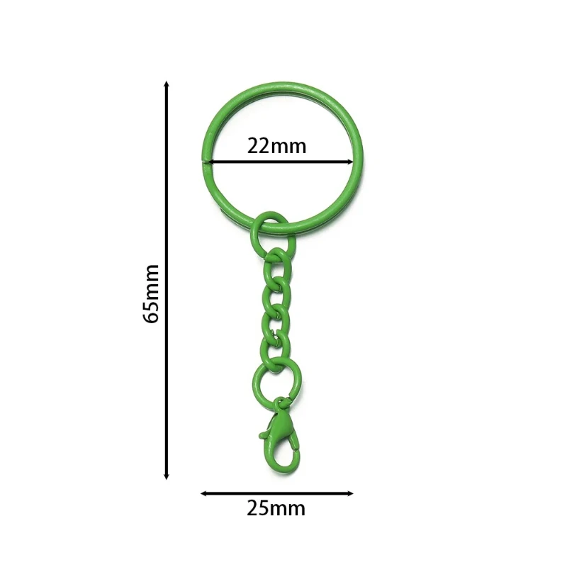 10pcs 25mm Colorful Keychain with Chain and Lobster Clasp Deal for DIY Jewelry Making Hooks Bag Charms and Other Projects