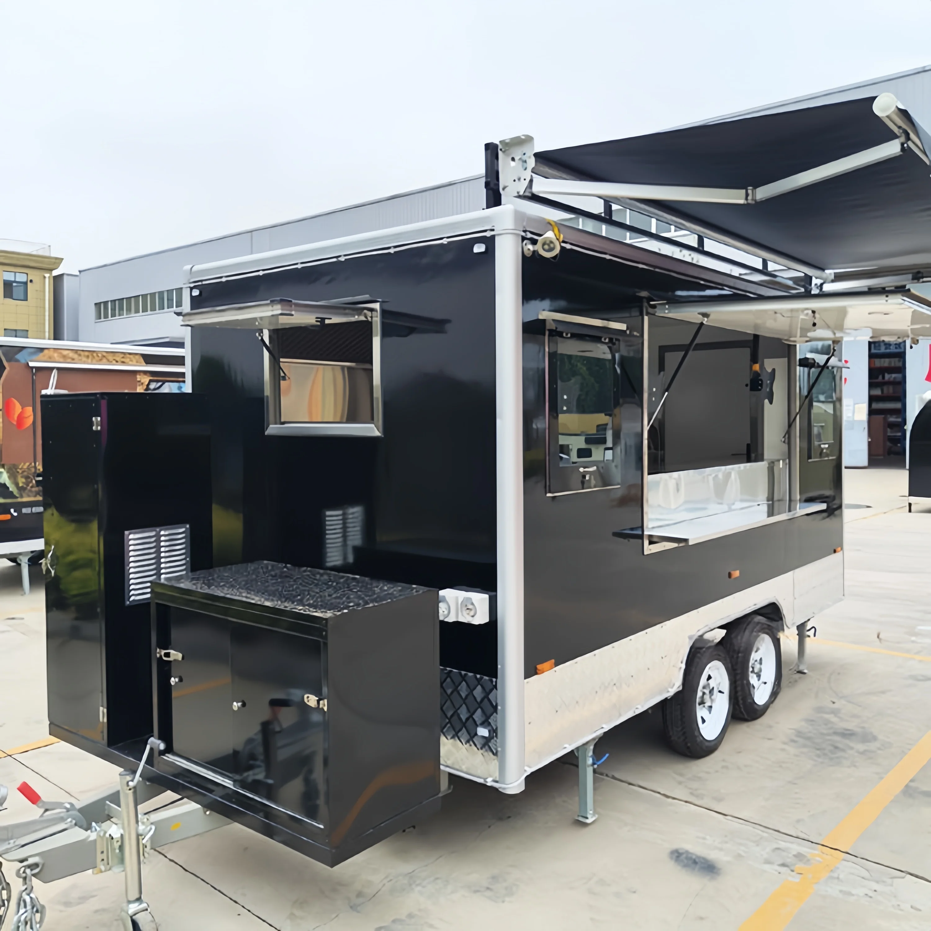 

Portable Outdoor Kitchen Food Truck Trailer Cart Mobile Snack Bar Ice Cream Truck Tent Caravan for Camping And Catering