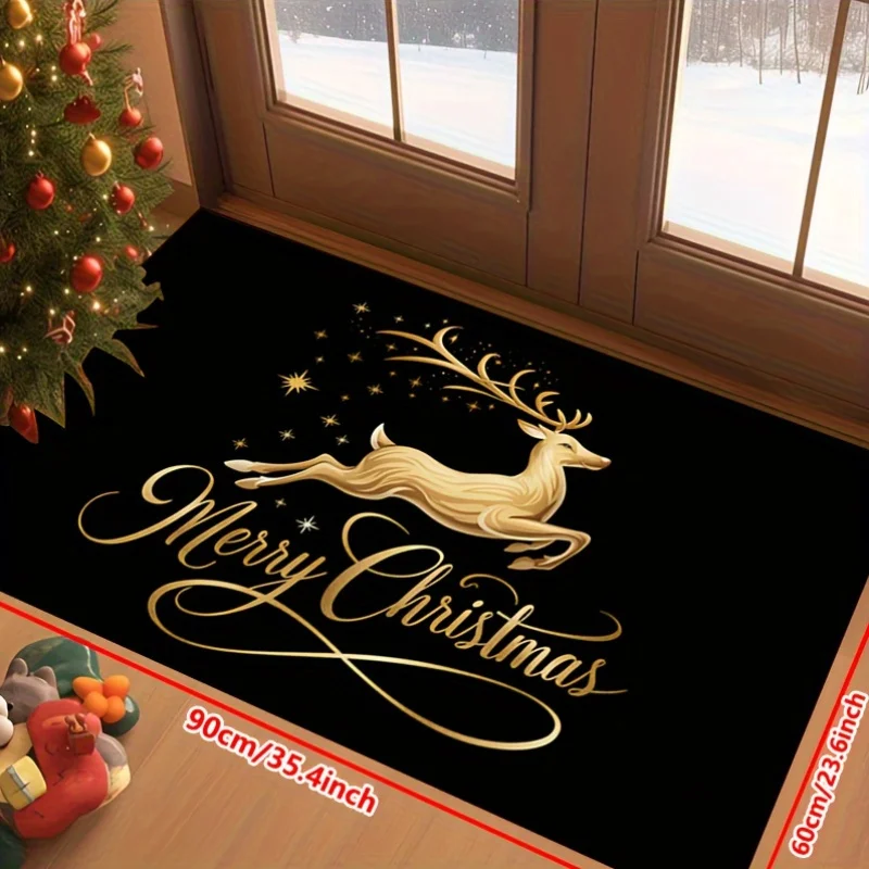 أنيقة الأسود والذهبي عيد الميلاد الرنة ممسحة سميكة مدخل حصيرة للخارجية المطبخ السجاد ديكور المنزل غرفة المعيشة السجاد