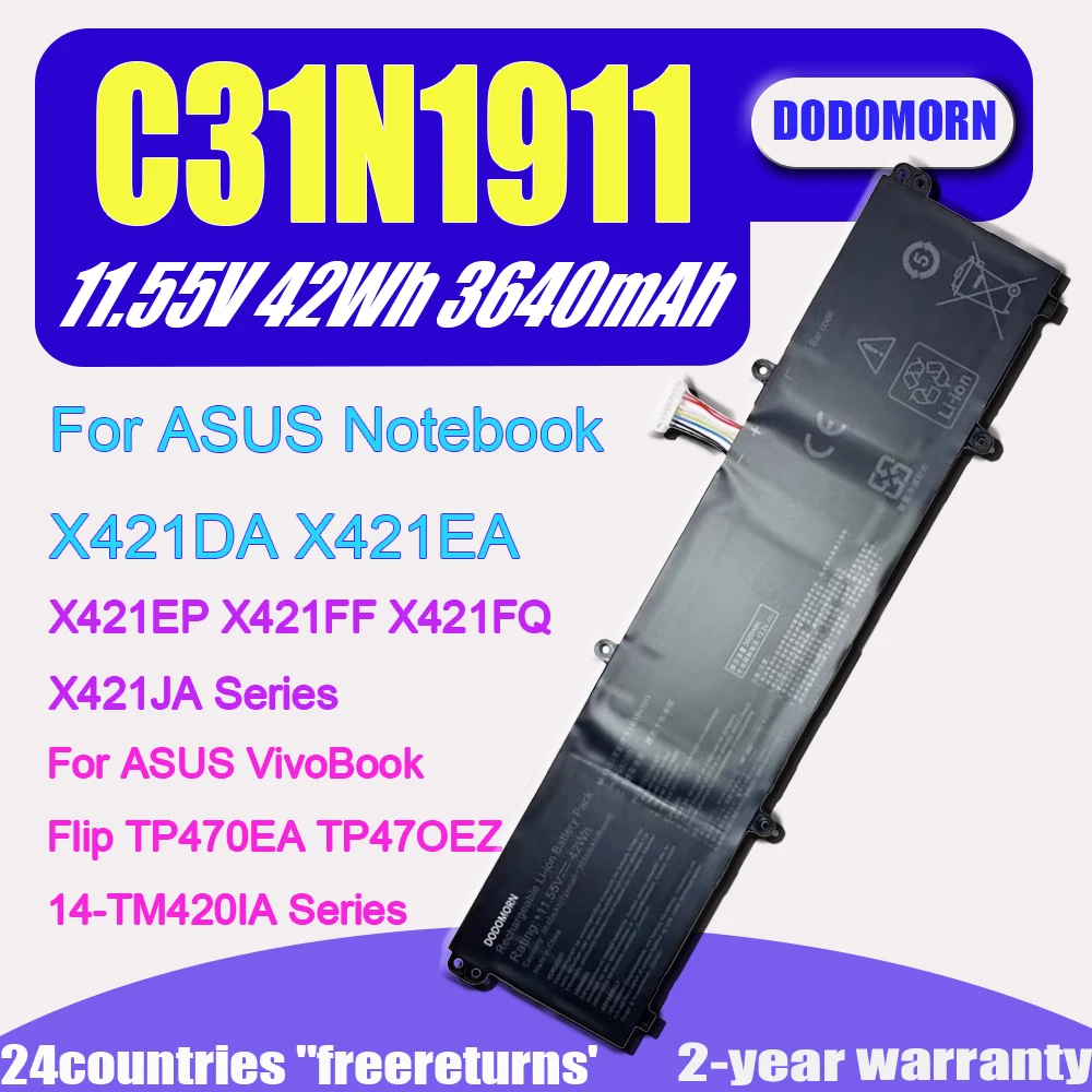 

NEW C31N1911 Batter For Asus Vivobook 15 X1502Z X1605V X1502ZA Series 16 X1605 X1605VA13900-0EASXBJX10 X1502ZA1240 Laptop Batter