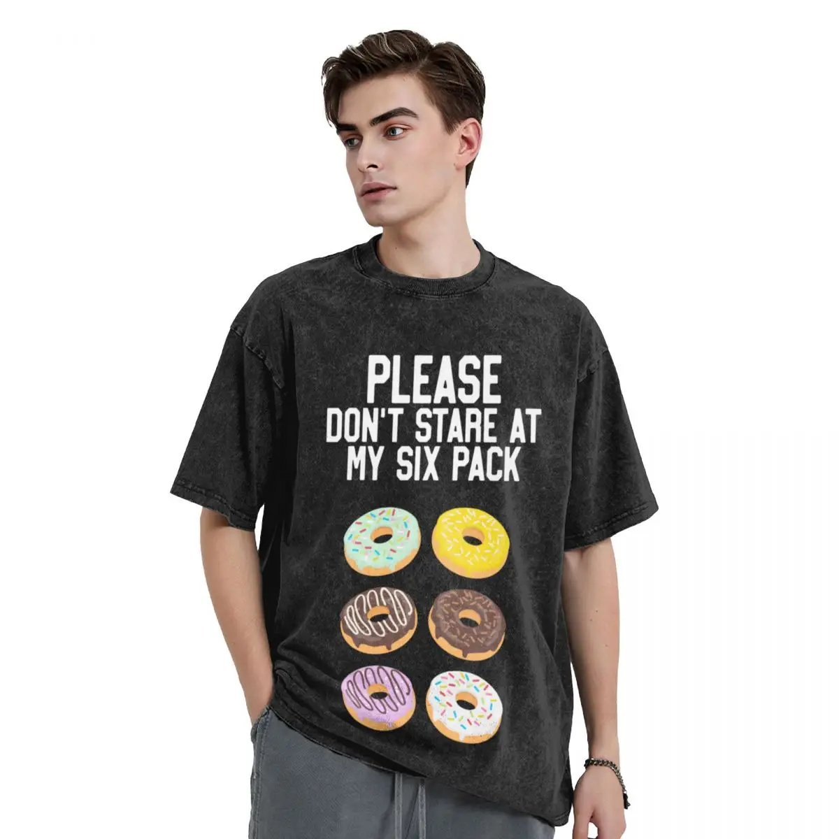 

Please Don't Stare Donuts Abs Six Pack, Funny Workout T-Shirt T-Shirt anime stuff tops oversized t shirts for men