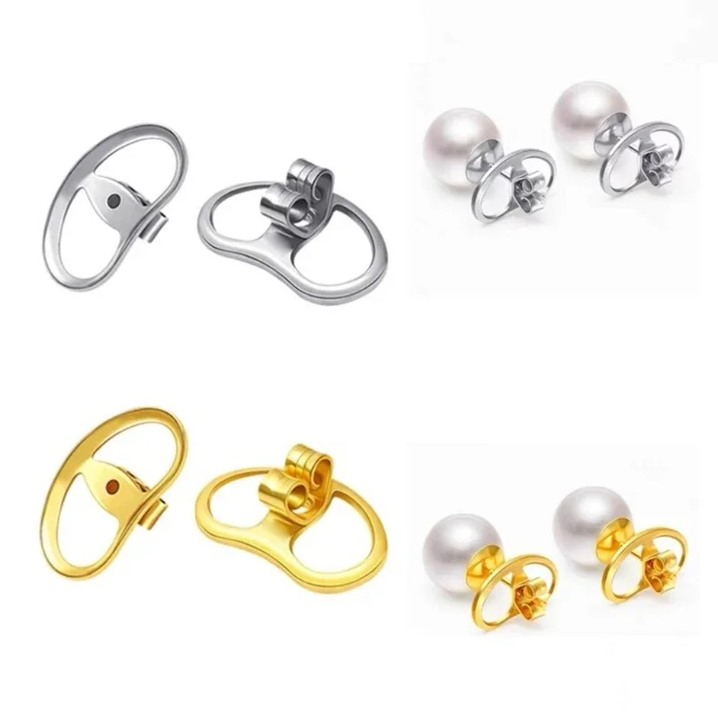 4pcs Big Earring Lifters Metal Earring Stoppers Backings Pierced Safety Ear Backs Replacement Backstops for Women Girls