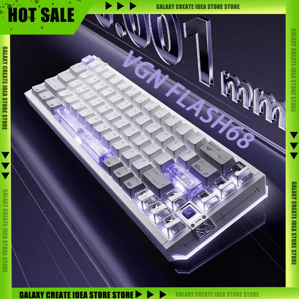 VGN FLASH68 Magnetic Switch Keyboard All Aluminum 8KHz Wired Mechanical Keyboard 0.001mm ARGB Gaming E-sports Accessories Gifts